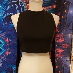 Black racerback fringe top